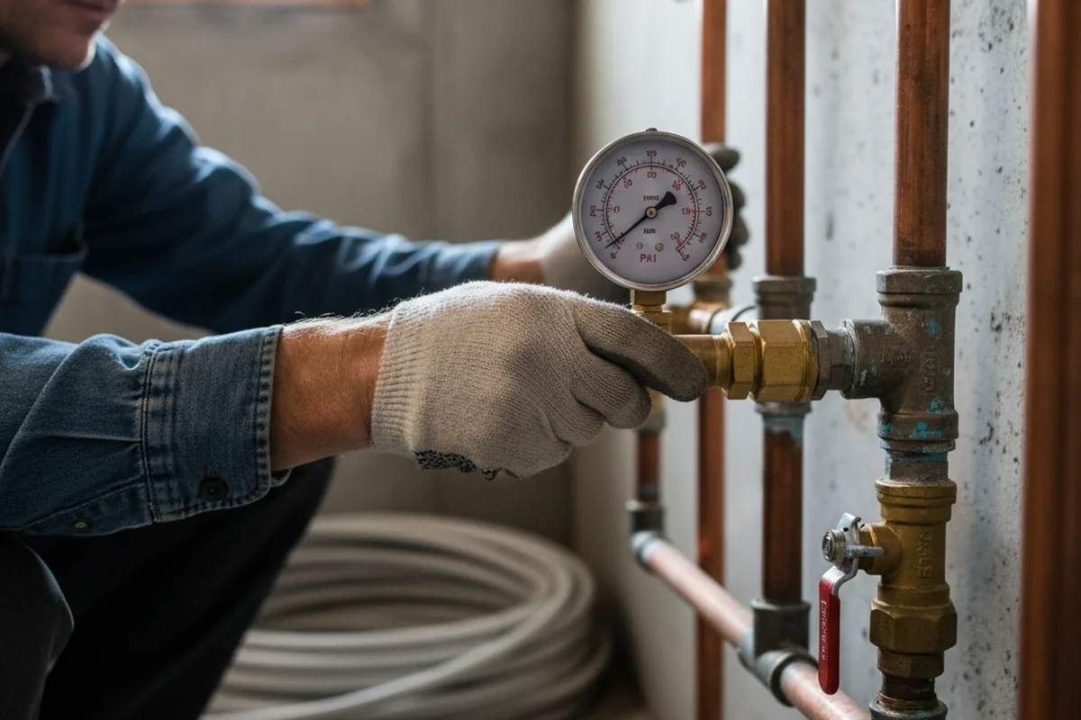 Pressure testing a repaired line during Water Line Repair in Capac